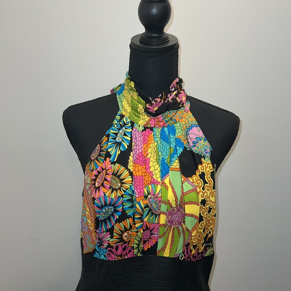 TRINA TURK SILK IBIS HALTER DRESS SIZE 10 - Picture 4 of 14